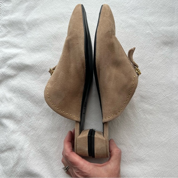 New AGL Microstudded Top Zip Suede Mule in Tan - Picture 8 of 12